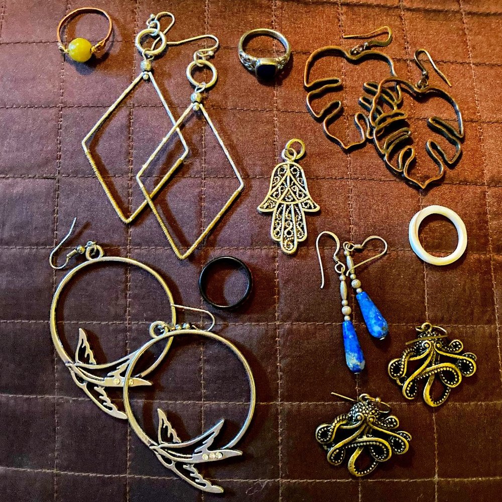 Bulk Lot of Jewelry- Earrings Rings